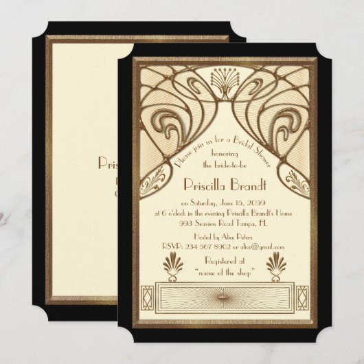 Bridal Shower-uitnodiging, geweldige Gatsby ivoor  Kaart (Voorkant / Achterkant)
