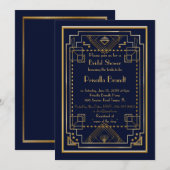 Bridal Shower-uitnodiging, geweldige Gatsby, marin Kaart (Voorkant / Achterkant)
