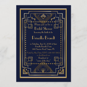 Bridal Shower-uitnodiging, geweldige Gatsby, marin Kaart