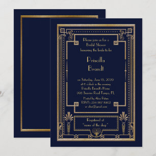 Bridal Shower-uitnodiging, geweldige Gatsby-metaal Kaart