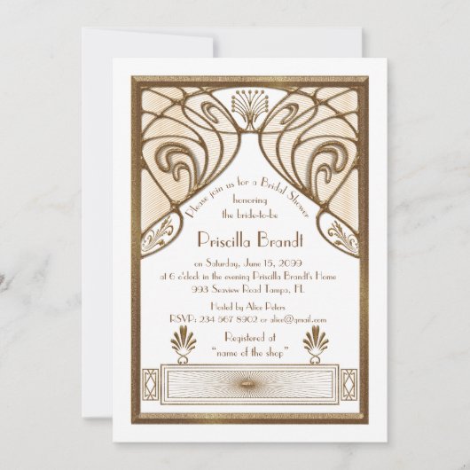 Bridal Shower-uitnodiging, geweldige Gatsby White  Kaart (Voorkant)