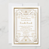 Bridal Shower-uitnodiging, geweldige Gatsby, wit,  Kaart (Voorkant)