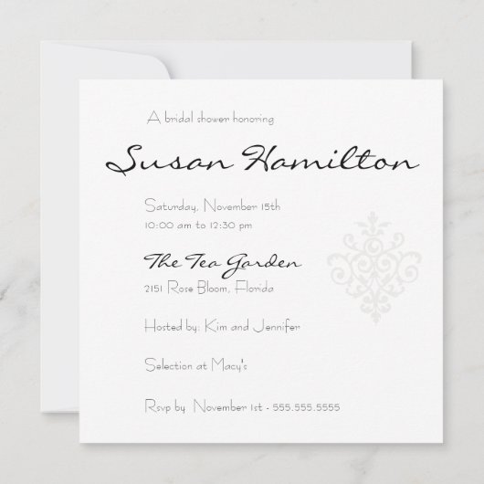 Bridal Shower-uitnodiging Kaart (Achterkant)