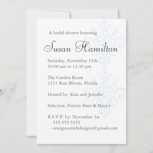 Bridal Shower-uitnodiging Kaart (Achterkant)