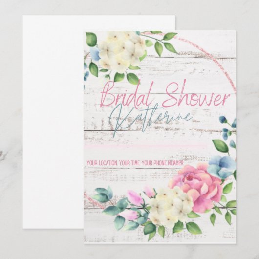 Bridal Shower-uitnodiging Kaart (Voorkant / Achterkant)