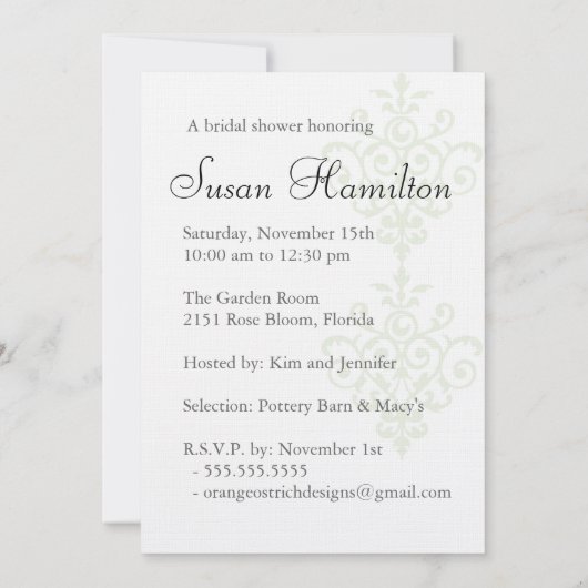 Bridal Shower-uitnodiging Kaart (Achterkant)