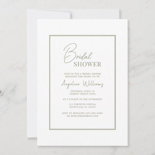 Bridal Shower-uitnodiging Kaart (Voorkant)