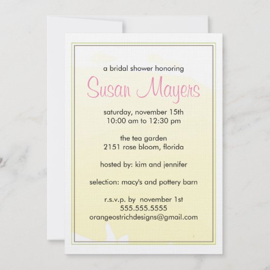 Bridal Shower-uitnodiging Kaart (Achterkant)