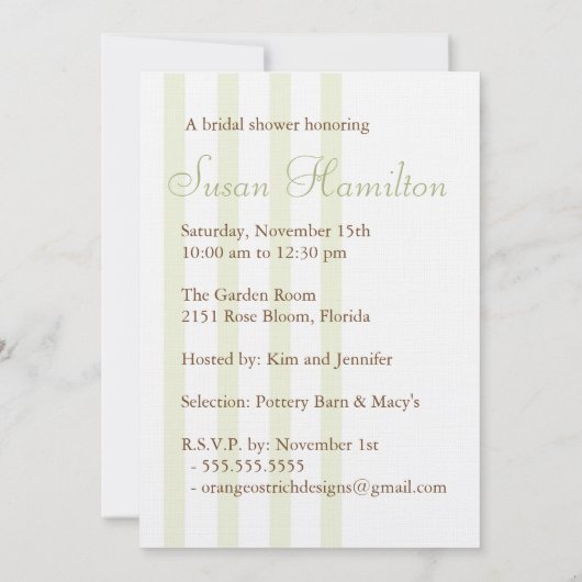 Bridal Shower-uitnodiging Kaart (Achterkant)