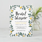 Bridal Shower-uitnodiging Lemon-boombladeren Kaart (Staand voorkant)