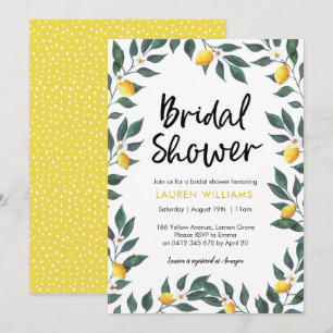 Bridal Shower-uitnodiging Lemon-boombladeren Kaart