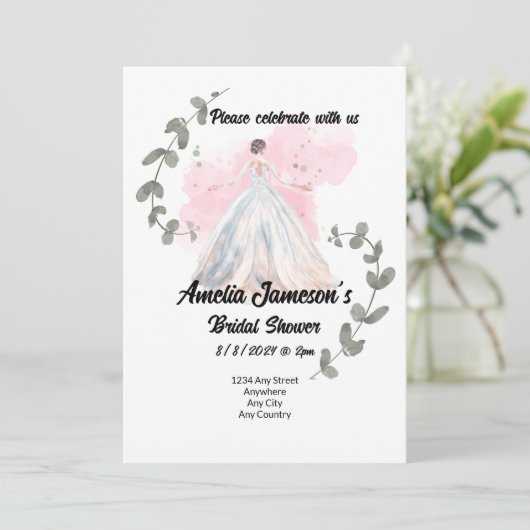 Bridal Shower-uitnodiging met bewerkbare tekst Kaart (Staand voorkant)