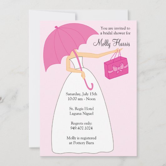 Bridal Shower-uitnodiging met bijbehorende envelop Kaart (Voorkant)
