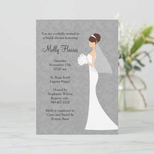 Bridal Shower-uitnodiging met bijbehorende envelop Kaart (Staand voorkant)