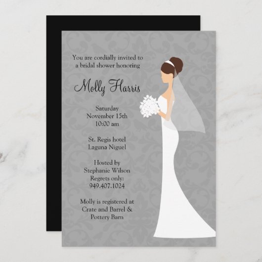 Bridal Shower-uitnodiging met bijbehorende envelop Kaart (Voorkant / Achterkant)