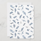 Bridal Shower-uitnodiging met blauw laurel-monogra Kaart (Achterkant)