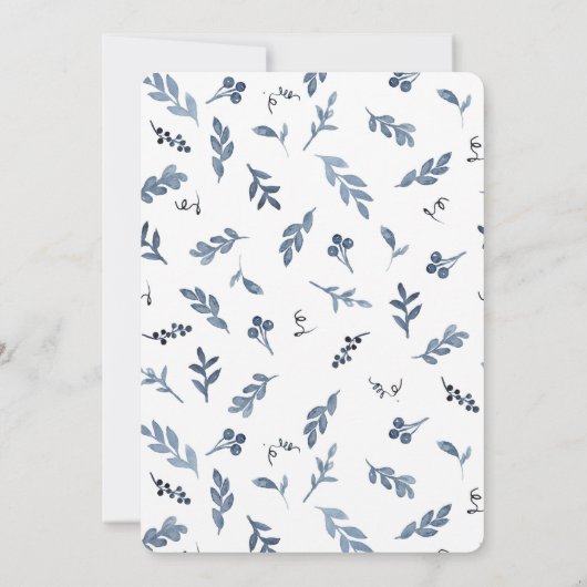 Bridal Shower-uitnodiging met blauw laurel-monogra Kaart (Achterkant)