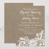 Bridal Shower-uitnodiging met burlap en kant Kaart (Voorkant / Achterkant)