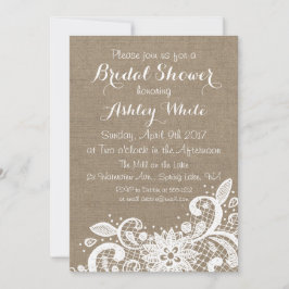 Bridal Shower-uitnodiging met burlap en kant Kaart