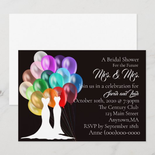 Bridal Shower Uitnodiging Mrs. & Mrs. (Voorkant / Achterkant)