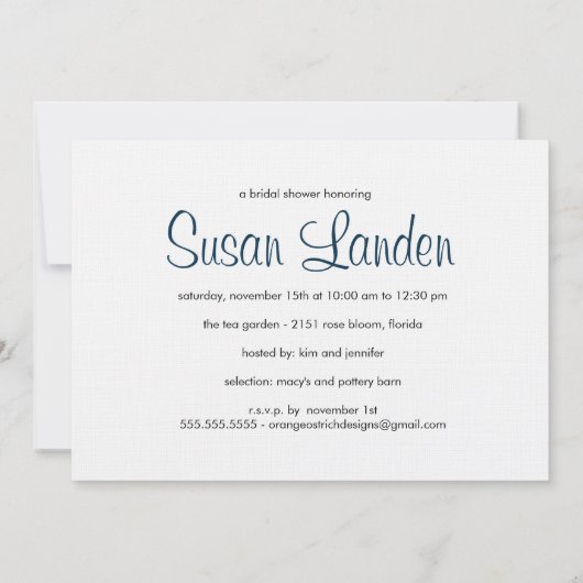 Bridal Shower-uitnodiging  | Peacock Blue Kaart (Achterkant)