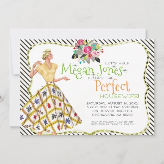 Bridal Shower-uitnodiging | Retro Houseechtgenote Kaart (Voorkant)