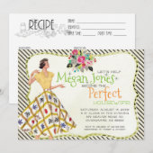 Bridal Shower-uitnodiging | Retro Houseechtgenote Kaart (Voorkant / Achterkant)