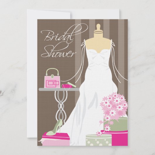 Bridal Shower-uitnodiging | Roze en Sage Kaart (Voorkant)