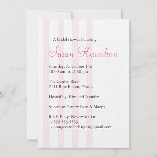 Bridal Shower-uitnodiging | Roze en Sage Kaart (Achterkant)