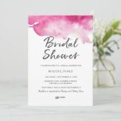 Bridal Shower-uitnodiging | Roze waterverf Kaart (Staand voorkant)