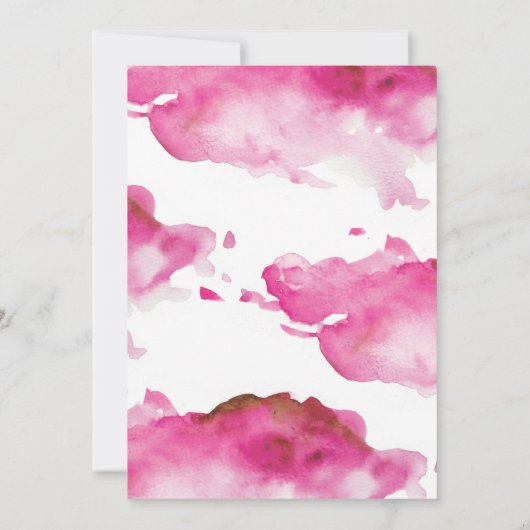 Bridal Shower-uitnodiging | Roze waterverf Kaart (Achterkant)