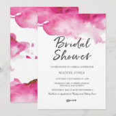 Bridal Shower-uitnodiging | Roze waterverf Kaart (Voorkant / Achterkant)