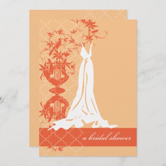 Bridal Shower-uitnodiging  | Sinaasappel Kaart (Voorkant / Achterkant)