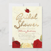 Bridal Shower-uitnodiging voor Bright Red & Ivoork Kaart (Voorkant)
