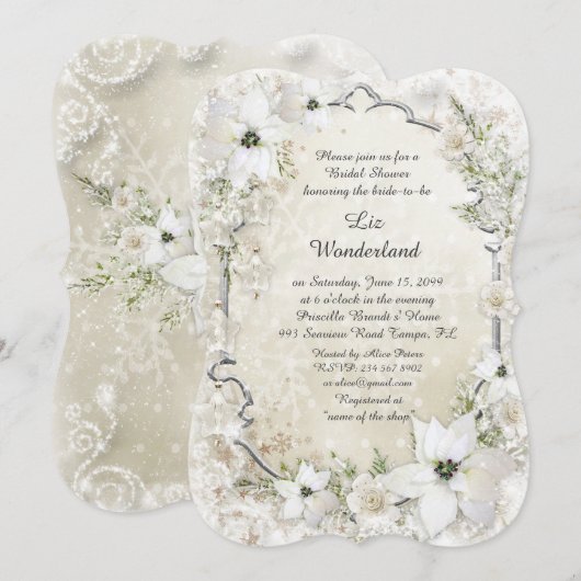 Bridal Shower-uitnodiging,Winter Wonderland,haakje Kaart (Voorkant / Achterkant)