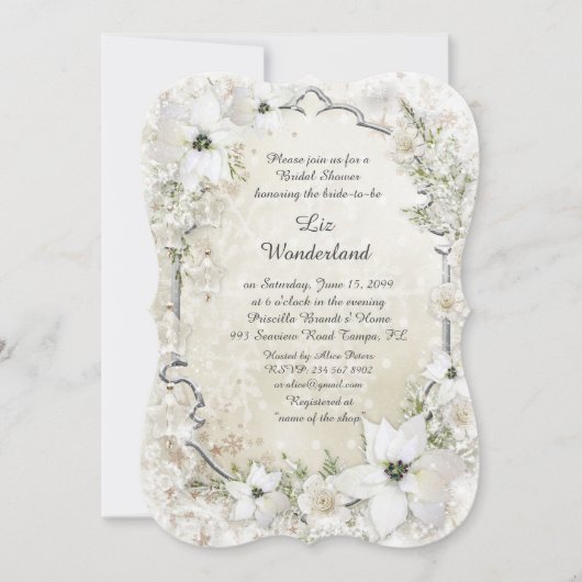 Bridal Shower-uitnodiging,Winter Wonderland,haakje Kaart (Voorkant)