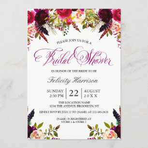 Bridal Shower-uitnodigingen Floral Boho Kaart