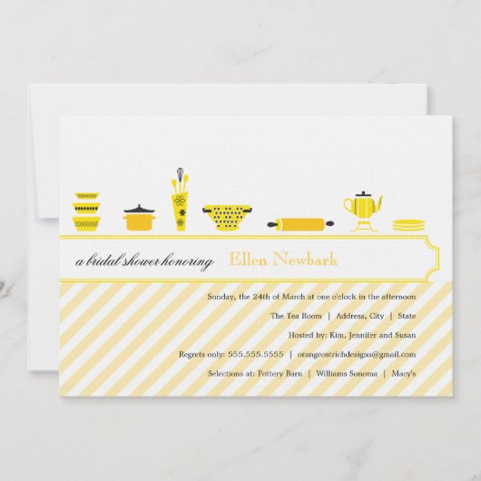 Bridal Shower-uitnodigingen | Geel Kaart (Voorkant)
