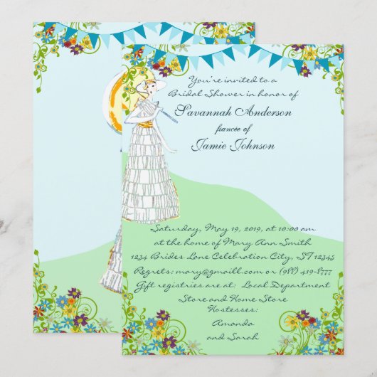 Bridal Shower-uitnodigingen Kaart (Voorkant / Achterkant)