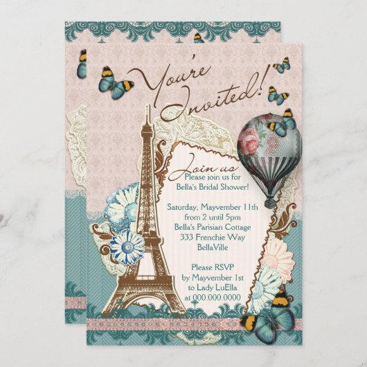 Bridal Shower-uitnodigingen Kaart (Voorkant / Achterkant)