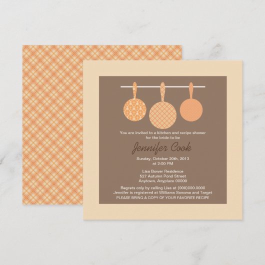 Bridal Shower-uitnodigingen Keukenkookthema Kaart (Voorkant / Achterkant)