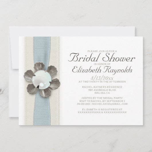 Bridal Shower-uitnodigingen van kant en parels Kaart (Voorkant)