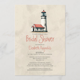 Bridal Shower-uitnodigingen van whimsical Lighthou Kaart