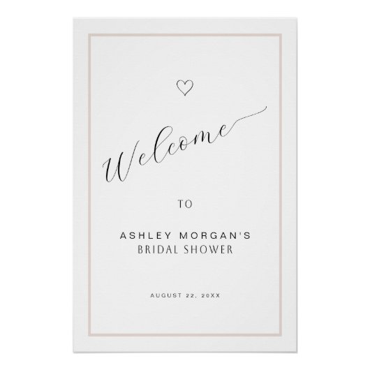 Bridal Shower Welcome Sign | Minimal Black Script Perfect Poster (Voorkant)