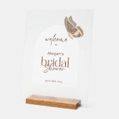 Bridal Shower Welcome Wooden Block Stand Frosted Acryl Bord (Hoek)