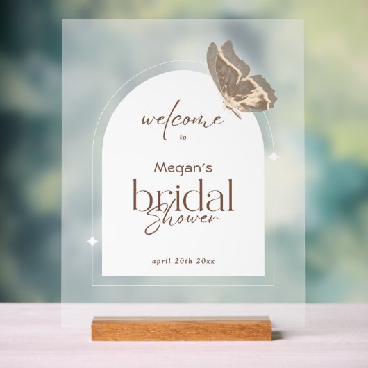 Bridal Shower Welcome Wooden Block Stand Frosted Acryl Bord (Neutraal)