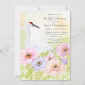Bridal Shower Whooping Crane with Pastel Anemones  Kaart (Voorkant)