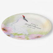 Bridal Shower Whooping Crane with Pastel Anemones  Papieren Bordje (Gekanteld)