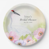 Bridal Shower Whooping Crane with Pastel Anemones  Papieren Bordje (Voorkant)