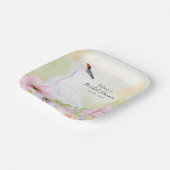 Bridal Shower Whooping Crane with Pastel Anemones Papieren Bordje (Gebogen)